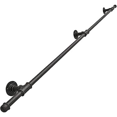 Imagem de Corrimãos de metal preto para escadas internas/externas, corrimão de corrimão de parede estilo tubo industrial, barra de apoio sem barreiras para idosos deficientes))