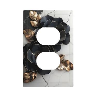 Imagem de Capas decorativas para interruptores de luz rosa preta 1 gangue única tomada dupla placa de parede placa elétrica para decoração de casa