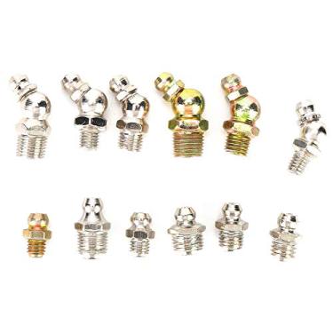 Imagem de aqxreight Conjunto de Acessórios para Bicos de Graxa 130 Unidades - Zerk Hidráulico Tipo Reto e de 45 Graus para Automóveis e Máquinas - Tamanhos de Rosca M6 M8 - Resolva Incompatibilidade de OEM -