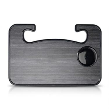 Imagem de Yiemoge Bandeja de volante 2 em 1 e suporte para laptop, bandeja de comida de carro com suporte para bebidas, organizador multiuso de mesa de carro para comer, trabalhar, acessórios de viagem