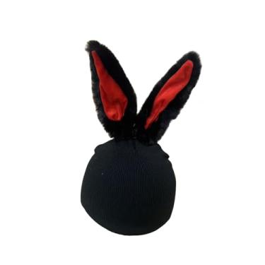 Imagem de UGPLM Capa para capacete de esqui, gorro decorativo e confortável de malha para esqui, skate e snowboard, Orelhas Compridas Pretas