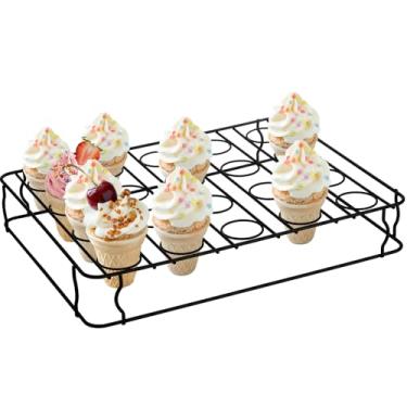 Imagem de Holes Ice Cream Cone Stand, Non-Stick Cupcake Cone Baking Rack, Metal Ice Cream Holder Cupcakes Pastry Tray for Baking, Cooling, Displaying, Serving Treats