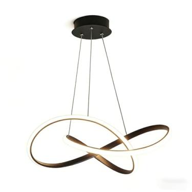 Imagem de Lustre Pendente Moderno Dourado 75cm - 3 Cores de Luz, 110V/220V, Ideal para Sala de Estar e Ambientes Domésticos Elegantes (B-Preto (110V-220V))