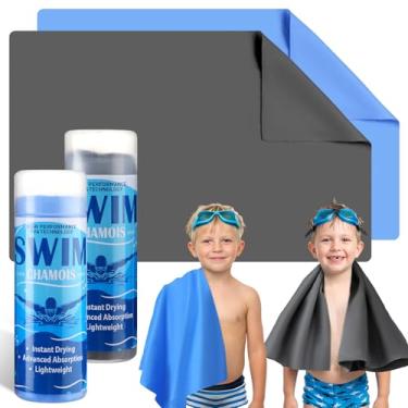 Imagem de SmoothNovelty Pacote com 2 toalhas de camurça de natação absorvente de água toalha de secagem rápida pano de camurça Shammy para natação, carro, secagem, mergulho, esportes aquáticos, praia, chuveiro