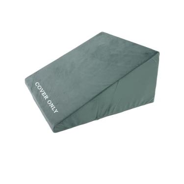 Imagem de Capa de almofada de cunha - Capas de almofada de veludo ultra macias e de lã com zíper, removível e lavável na máquina, capa apenas (verde claro, 63,5 x 63,5 x 32 cm)