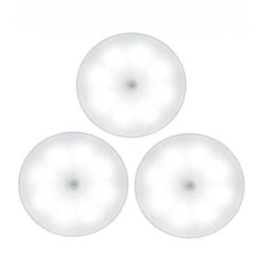 Imagem de Luminária de Noite USB Recarregável - Sensor de Movimento LED, Duas Cores Luz Quente/Fria, Ideal para Quarto, Corredor, Banheiro e Ambientes Escuros (Kit 3-Somente luz fria)