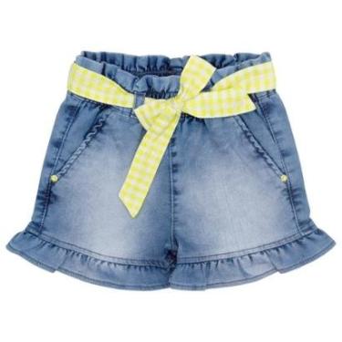 Imagem de Shorts Infantil Look Jeans c/ Cinto Jeans - UNICA - 01-Feminino
