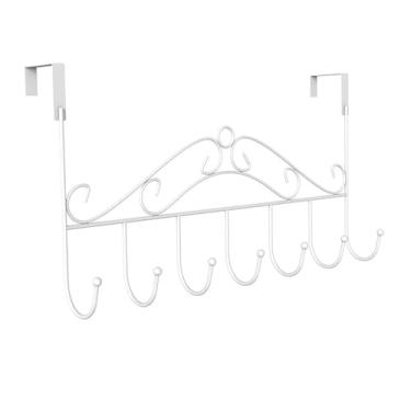 Imagem de Baoblaze Gancho de porta elegante para casacos, item essencial para dormitórios, gancho para pendurar roupas, chapéus e utensílios de cozinha e, Branco