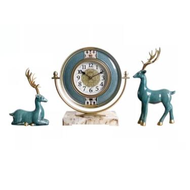 Imagem de KEG801302 Relógios de mesa para decoração de casa silenciosos sem tique-taque arte relógio de mesa ornamentos de entrada decoração para sala de estar quarto escritório bancada