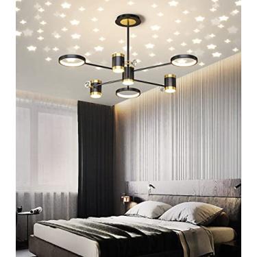 Imagem de Luminária de teto LED com projeção de céu estrelado, temperatura de cor ajustável de 3000K a 6500K, com controle remoto, ideal para sala de jantar, sala de estar e quarto (7 lâmpadas).