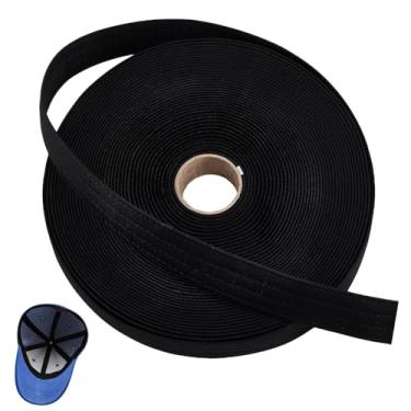 Imagem de BENECREAT Forro de suor de chapéu de golfe de 16,4 jardas com quatro linhas de entalhe, fita de poliéster para forro de chapéu preto, fita de poliéster para costura, acessórios de artesanato, boné de