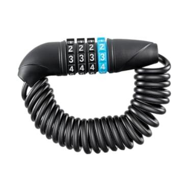 Imagem de harayaa Cadeado de cabo para bicicleta, cadeado de combinação, pequeno, leve, profissional, para capacete de bicicleta, ideal para viagens, Preto