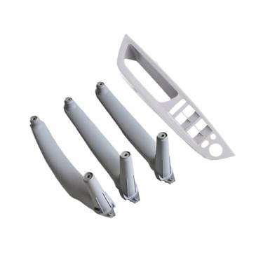 Imagem de Bege preto braço do carro assento do motorista dianteiro lhd rhd interior maçaneta da porta painel interno puxar guarnição capa Compatível com bmw e70 e71 x5 x6(LHD Gray 4Pcs)