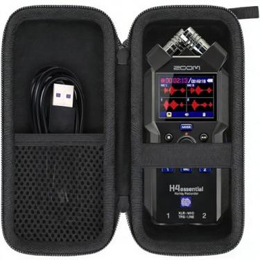Imagem de co2CREA Estojo rígido de viagem para gravador de 4 faixas Zoom H4Essential, bolsa protetora à prova de choque com alça e bolso de malha