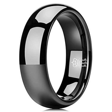 Imagem de Anel de casamento de tungstênio de 2 mm, 4 mm, 6 mm, 8 mm, banhado a preto e polido com três chaves