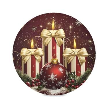 Imagem de STAYTOP Jogo americano redondo para árvore de Natal, 6 peças, tapetes de mesa antiderrapantes fáceis de limpar para casa, cozinha, churrasco, festa, decoração de mesa
