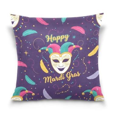 Imagem de ATTX Capas de almofada de máscara de carnaval 50 x 50 cm decorativas com zíper para sala de estar sofá-cama (552)