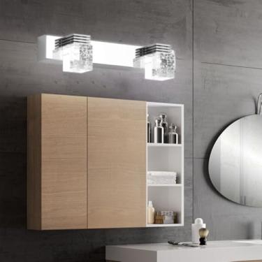 Imagem de Luminária de parede LED para espelho de banheiro, 6-12W, branca fria 6000K e quente 3000K, moderna, para maquiagem, prateada (luz branca, 2 lâmpadas).