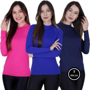 Imagem de Kit 3 Blusa Fitness Térmica Segunda Pele Proteção Solar UV 50+ - c2 BL