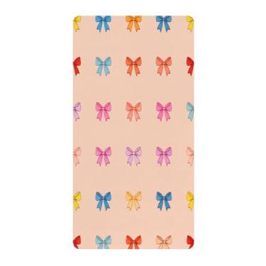 Imagem de Blueangle Lençol de berço padrão para berço infantil - Lençóis de algodão macio e respirável com laços coloridos (756)