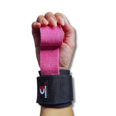 Imagem de Strap Musculação com Munhequeira Academia Algodão Carbonfit, Rosa
