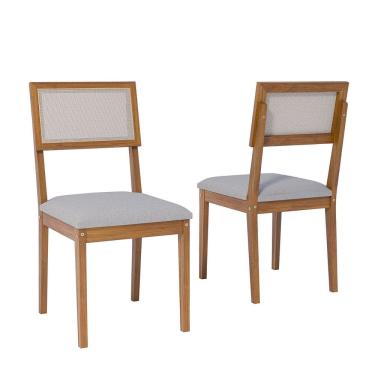 Imagem de Kit 2 Cadeiras para Sala de Jantar Encanto Freijó/Cinza