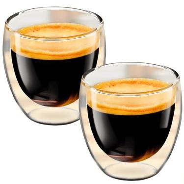Imagem de Copo Vidro duplo 80ml Moderno Duo Dose Café Expresso Suco Café Capucci