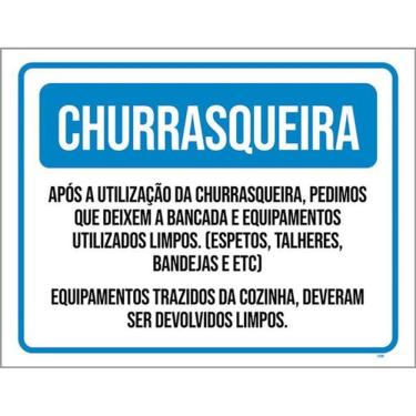 Imagem de Kit 3 Placas Churrasqueira Regras De Uso