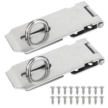 Imagem de KIMIWISE Trava de ferrolho de porta de 10 cm de aço inoxidável, cadeado prateado resistente para portões, portas e armários, acabamento de superfície escovada, pacote com 2