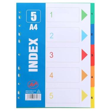 Imagem de A4 Divisórias de índice de fichário de 11 furos, protetores de folha de plástico PP coloridos para cadernos, material de escritório, conjunto de 31 páginas (5 páginas)