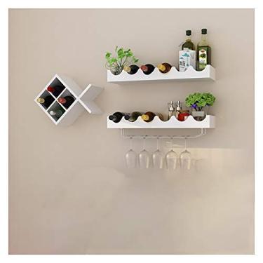 Imagem de Rack de vinho para parede de madeira maciça multicamadas suporte criativo de parede multifuncional (cor: #4) (#17) (#13)