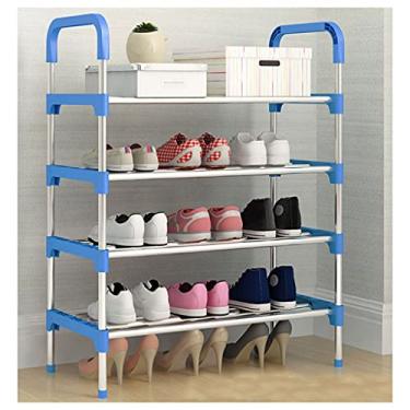 Imagem de Prateleira de sapato, organizador de sapateira de 4 níveis, organizador de sapatos para armário, entrada, prateleira de sapatos que economiza espaço, suporte empilhável para sapatos de armazenamento