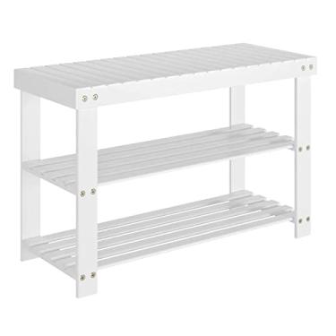 Imagem de Prateleira de sapato, organizador de sapato, 3 níveis, bambu, sapateira, organizador de armazenamento, prateleira para sapato, entrada de cubos, banheiro, sala de estar, entrada, suporte de sapatos