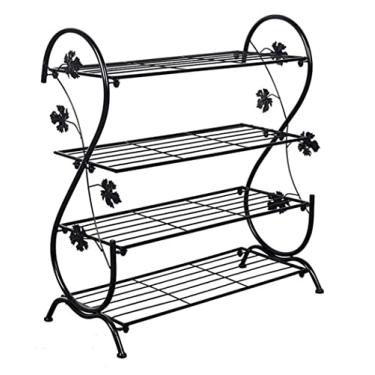 Imagem de Prateleira de sapateira organizadora de sapateira de metal 4 camadas simples sala de estar armazenamento de sapatos prateleira de ferro econômica armazenamento de sapatos suporte de sapatos (cor