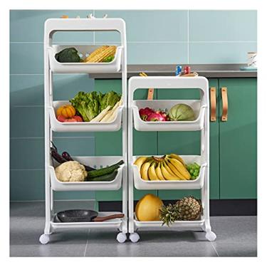 Imagem de Carrinho de rodinhas de plástico com rodízios, prateleira de armazenamento de carrinho utilitário, unidade de organização durável para sala de estar, cozinha, banheiro - fácil de montar (tamanho: 3n