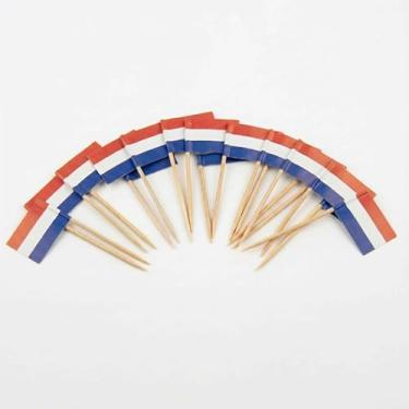 Imagem de 120 palhetas de coquetel com bandeira dos Países Baixos - palitos de bambu de 6,5 cm (2,5 pol) com mini bandeiras - palhetas resistentes para decoração de alimentos e bebidas para festas, bares