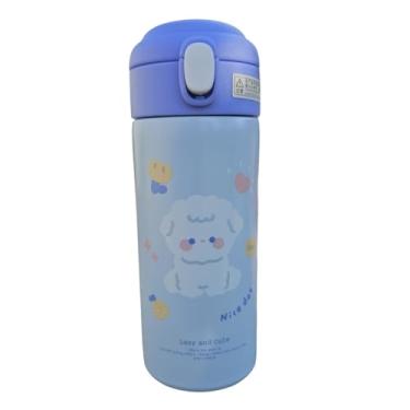 Imagem de Garrafa Térmica Escolar Vacuum Cup Inox Infantil Kids Bebe Criança Ovelha Ovelhinha Cachorro Cachorrinho Coelho Coelhinho Urso Ursinho Cuttie kawai 380 ml- TYDA (AZUL)