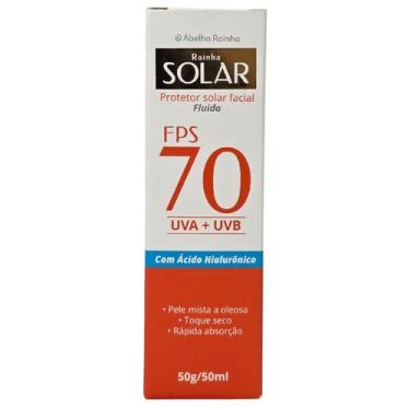 Imagem de Protetor Solar Facial Fluido com Ácido Hialurônico FPS 70 Rainha Solar