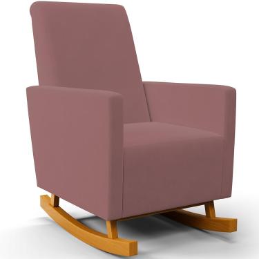 Imagem de Poltrona de Amamentação com Balanço Ravena W01 Suede Rosê  - Lyam Decor