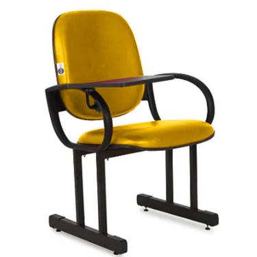 Imagem de 01 Cadeira Escolar para Auditório e Escolas com Prancheta Linha Dallas Auditório Amarelo