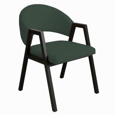 Imagem de Cadeira De Jantar Antonella Veludo Estilo Poltrona Com Pés Preto - 7 Decor Verde Escuro