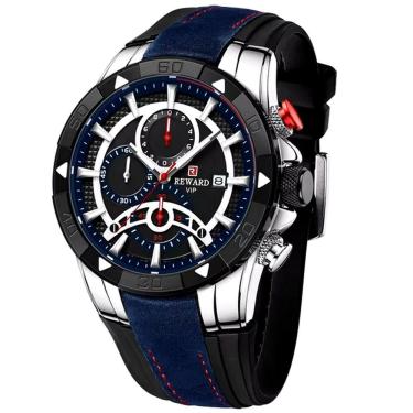 Imagem de Relógio De Pulso De Quartzo Pulseira De Silicone Luminoso Impermeavel Azul Prata