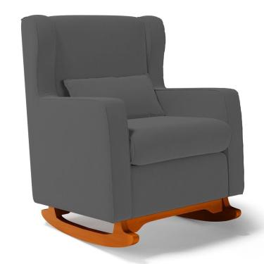 Imagem de Poltrona De Amamentação E Descanso Zoe Com Base Balanço Suede Cinza - Desk Design