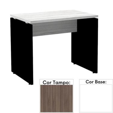 Imagem de Mesa De Escritório Pé Painel Pe25 Em Mdp 134 X 60 Cm Cor Walnut E Base Branca