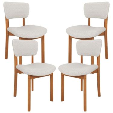 Imagem de Kit 04 Cadeiras Para Sala de Jantar Cozinha Living Estofada Dara L02 Bouclê Cru - Lyam Decor