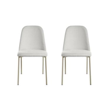 Imagem de Conjunto c/ 2 Cadeiras Lucille Champanhe Linho Mescla