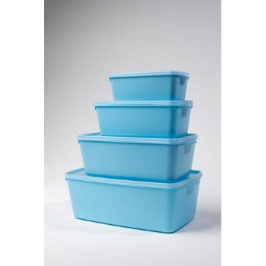 Imagem de Kit Potes Organizadores Bacias Com Tampa Kit 4 Peças Retangular - Acqu