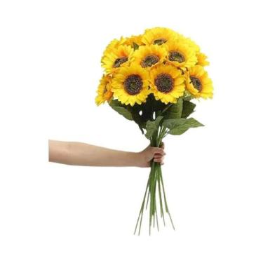 Imagem de Buquê De Girassóis Flores Artificiais Para Decoração De Casa, Mesa, Ca