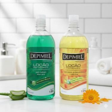 Imagem de Kit Loção Pós Depilatório Aloe Vera + Pré Calêndula 1l - Depimiel