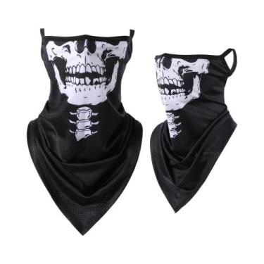 Imagem de Bandana Triangular 3D Unissex Com Estampa De Caveira Para Ciclismo, Ca